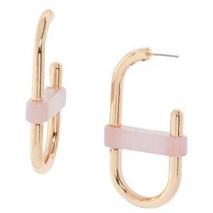 Open Edit Resin Band Oval Hoop Pierced Earrings in Purple